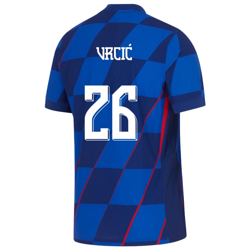 Kinder Kroatien Jere Vrcic #26 Blau Auswärtstrikot Trikot 24-26 T-Shirt Belgien