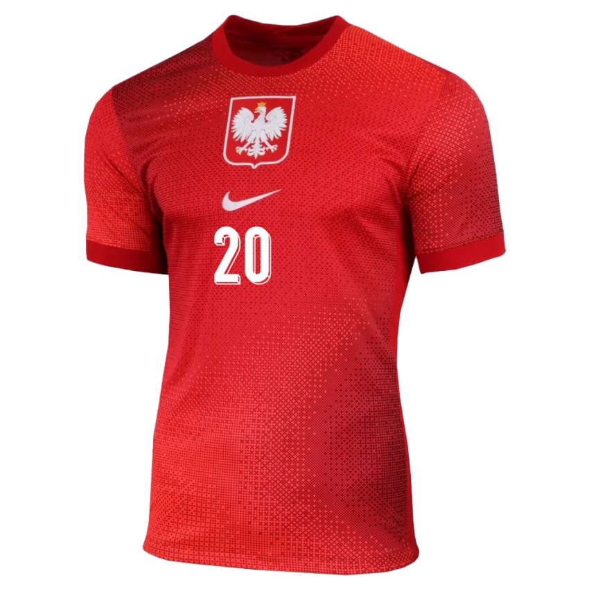 Kinder Polen Kacper Duda #20 Rot Auswärtstrikot Trikot 24-26 T-Shirt Belgien