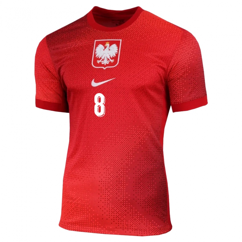 Kinder Polen Karol Borys #8 Rot Auswärtstrikot Trikot 24-26 T-Shirt Belgien