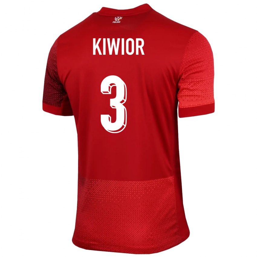 Kinder Polen Jakub Kiwior #3 Rot Auswärtstrikot Trikot 24-26 T-Shirt Belgien