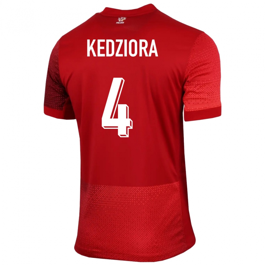 Kinder Polen Tomasz Kedziora #4 Rot Auswärtstrikot Trikot 24-26 T-Shirt Belgien