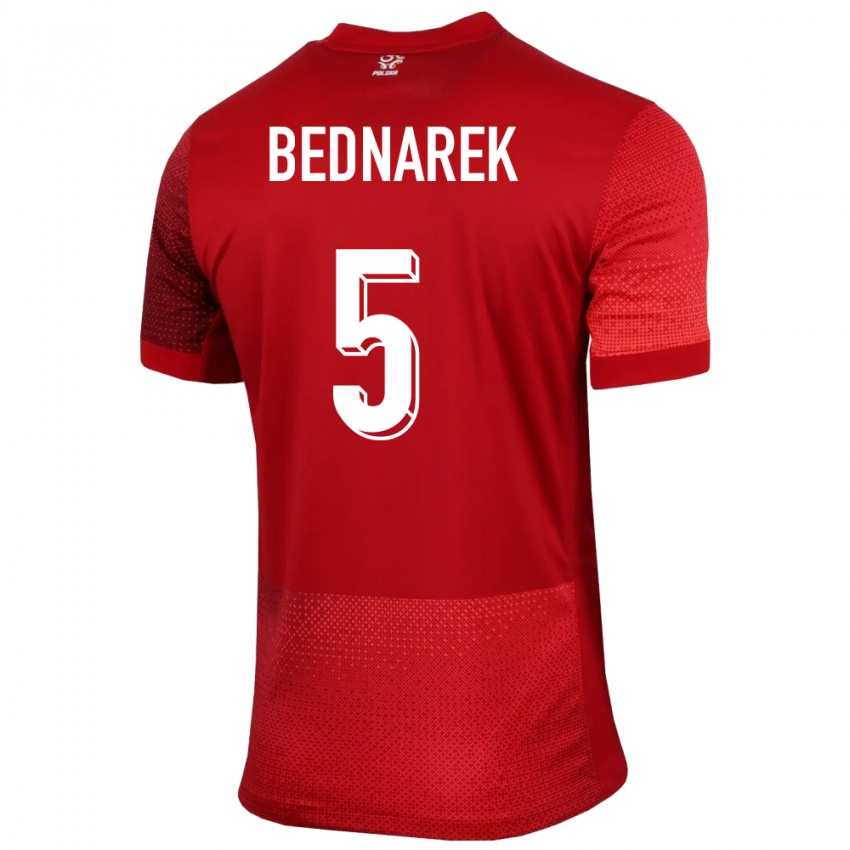Kinderen Polen Jan Bednarek #5 Rood Uitshirt Uittenue 24-26 T-Shirt België