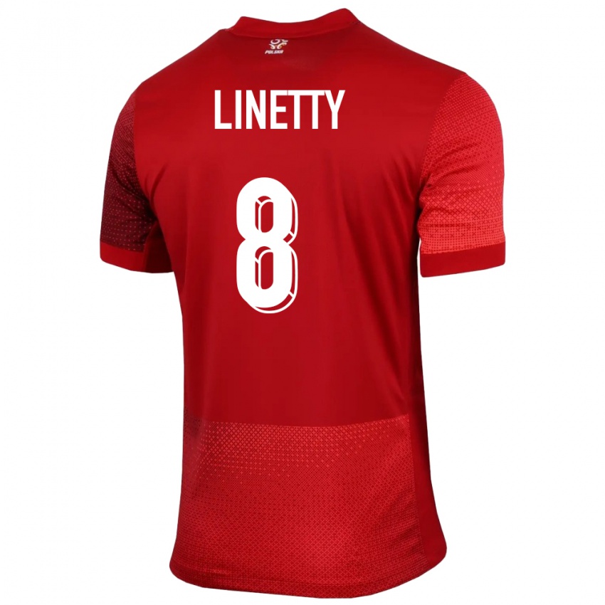 Kinder Polen Karol Linetty #8 Rot Auswärtstrikot Trikot 24-26 T-Shirt Belgien