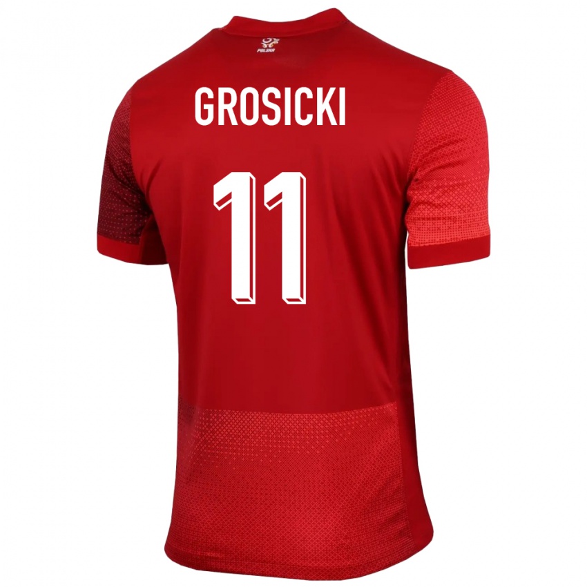 Kinder Polen Kamil Grosicki #11 Rot Auswärtstrikot Trikot 24-26 T-Shirt Belgien