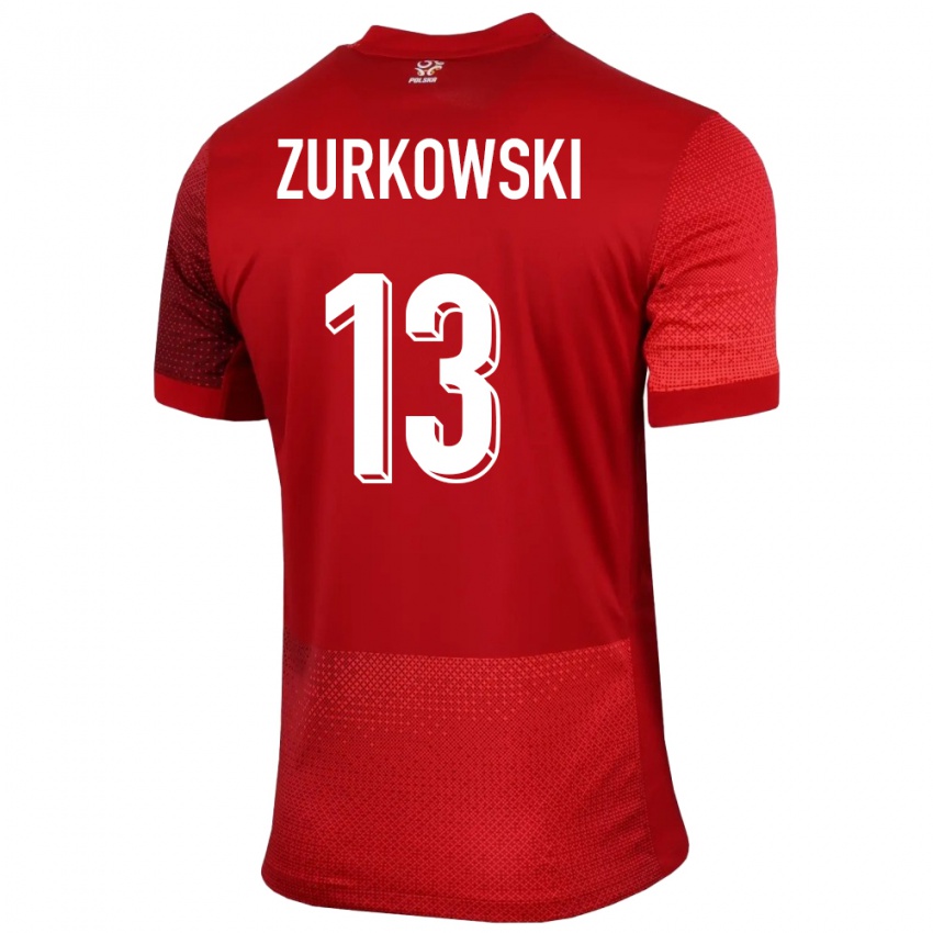 Kinder Polen Szymon Zurkowski #13 Rot Auswärtstrikot Trikot 24-26 T-Shirt Belgien