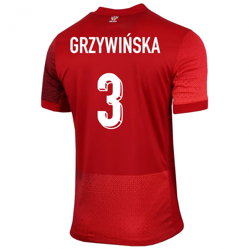 Kinderen Polen Gabriela Grzywinska #3 Rood Uitshirt Uittenue 24-26 T-Shirt België
