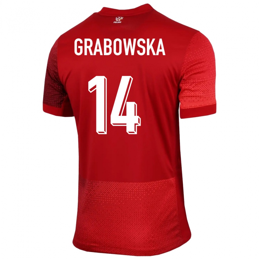 Kinder Polen Dominika Grabowska #14 Rot Auswärtstrikot Trikot 24-26 T-Shirt Belgien