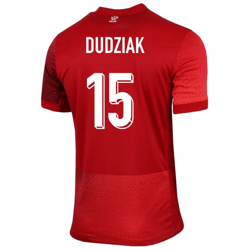Kinderen Polen Aleksandra Dudziak #15 Rood Uitshirt Uittenue 24-26 T-Shirt België
