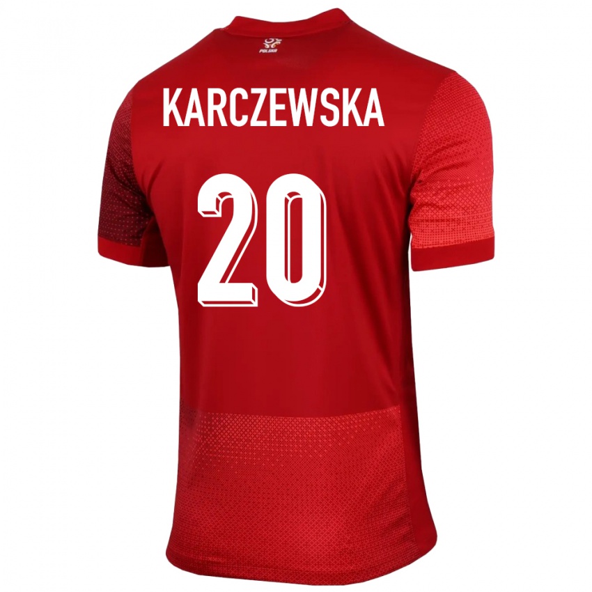 Kinder Polen Nikola Karczewska #20 Rot Auswärtstrikot Trikot 24-26 T-Shirt Belgien