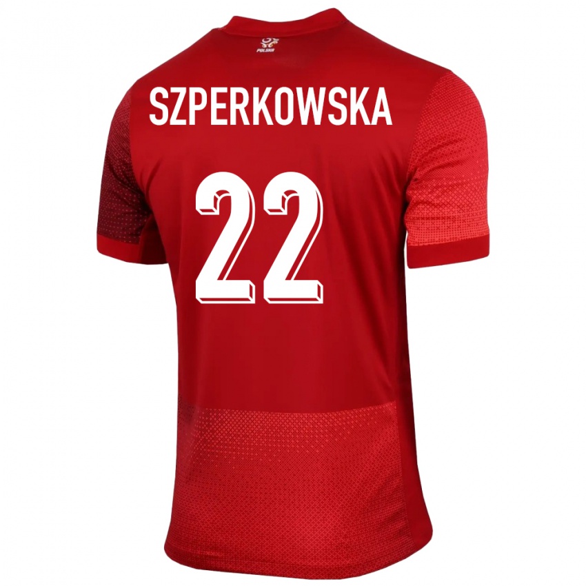 Kinder Polen Oliwia Szperkowska #22 Rot Auswärtstrikot Trikot 24-26 T-Shirt Belgien