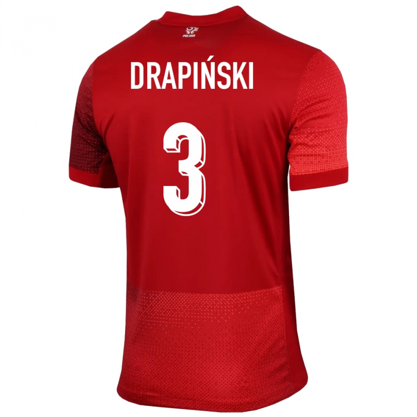 Kinder Polen Igor Drapinski #3 Rot Auswärtstrikot Trikot 24-26 T-Shirt Belgien