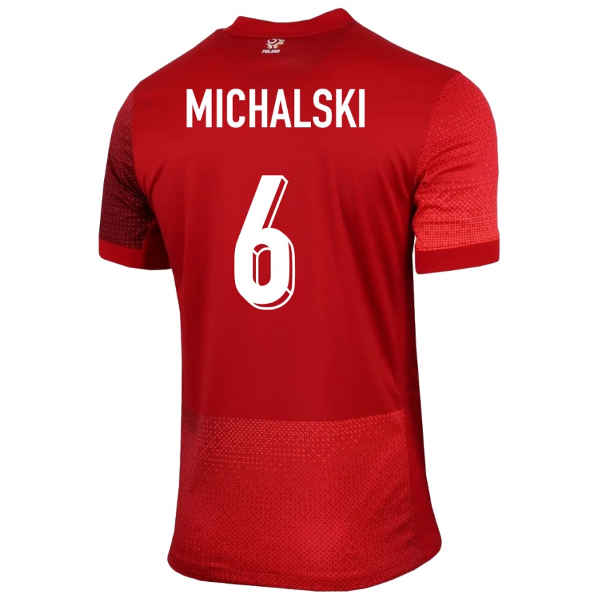 Kinder Polen Szymon Michalski #6 Rot Auswärtstrikot Trikot 24-26 T-Shirt Belgien