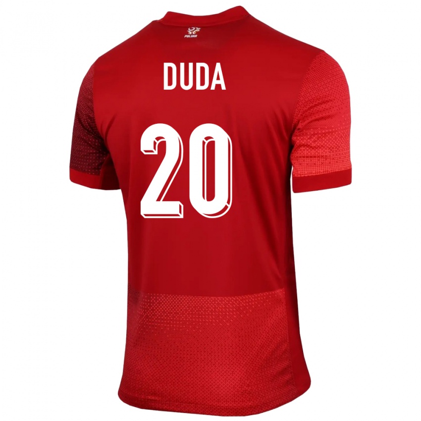 Kinder Polen Kacper Duda #20 Rot Auswärtstrikot Trikot 24-26 T-Shirt Belgien