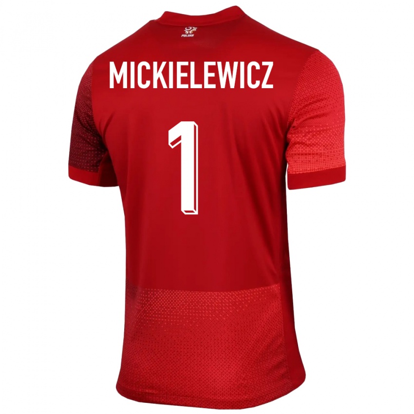 Kinder Polen Aleksander Mickielewicz #1 Rot Auswärtstrikot Trikot 24-26 T-Shirt Belgien