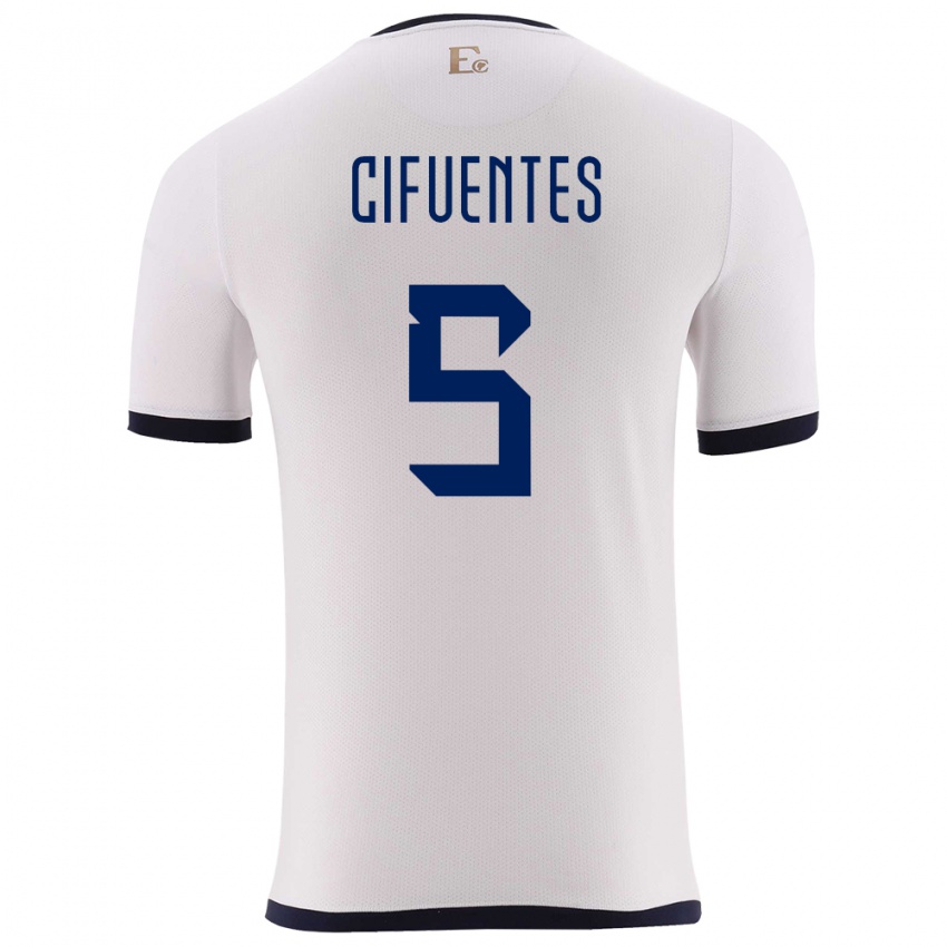 Kinder Ecuador Jose Cifuentes #5 Weiß Auswärtstrikot Trikot 24-26 T-Shirt Belgien