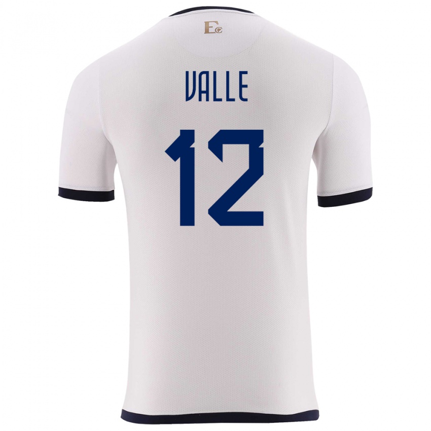 Enfant Maillot Équateur Gonzalo Valle #12 Blanc Tenues Extérieur 24-26 T-Shirt Belgique