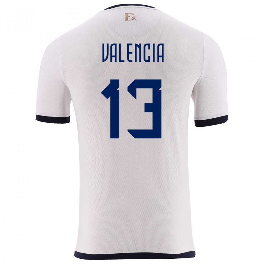 Enfant Maillot Équateur Enner Valencia #13 Blanc Tenues Extérieur 24-26 T-Shirt Belgique