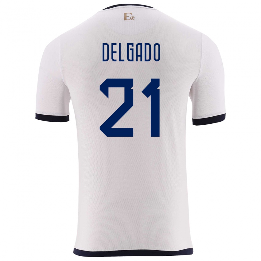 Enfant Maillot Équateur Patrickson Delgado #21 Blanc Tenues Extérieur 24-26 T-Shirt Belgique