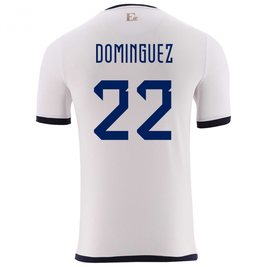 Enfant Maillot Équateur Alexander Dominguez #22 Blanc Tenues Extérieur 24-26 T-Shirt Belgique