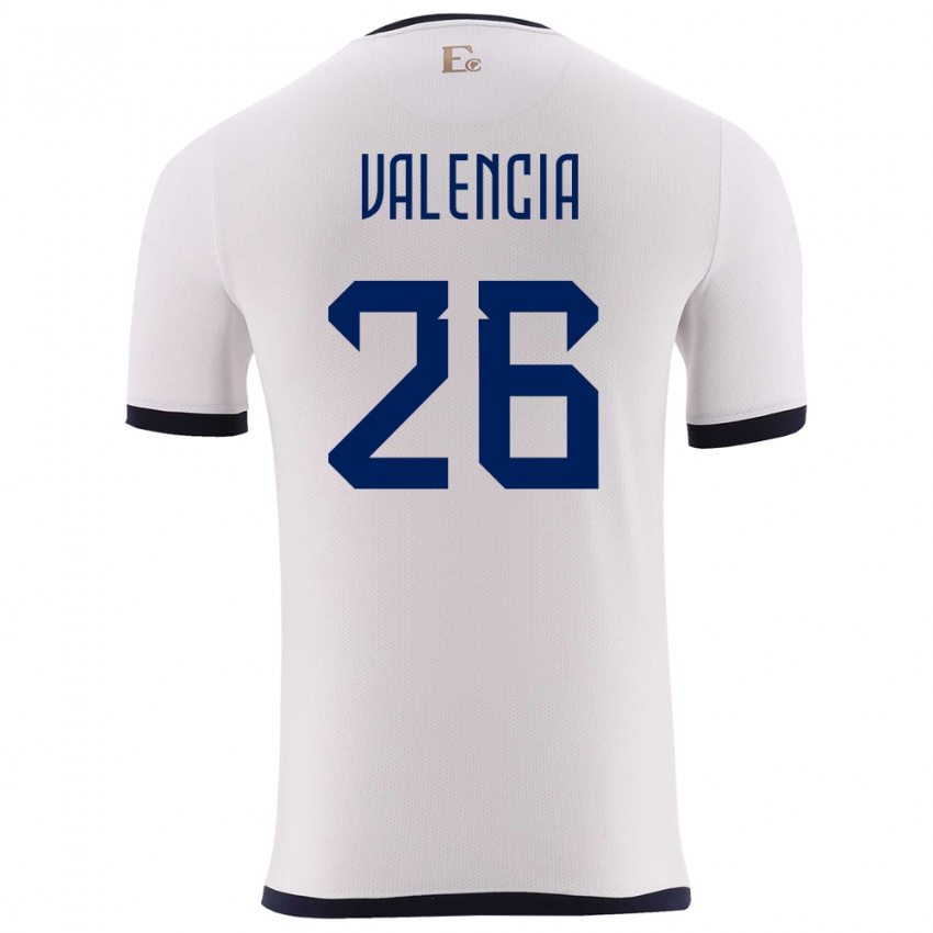 Kinder Ecuador Anthony Valencia #26 Weiß Auswärtstrikot Trikot 24-26 T-Shirt Belgien