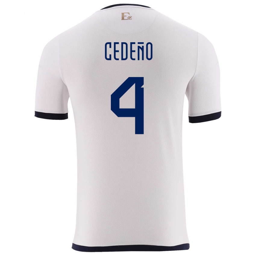 Kinder Ecuador Stefany Cedeno #4 Weiß Auswärtstrikot Trikot 24-26 T-Shirt Belgien