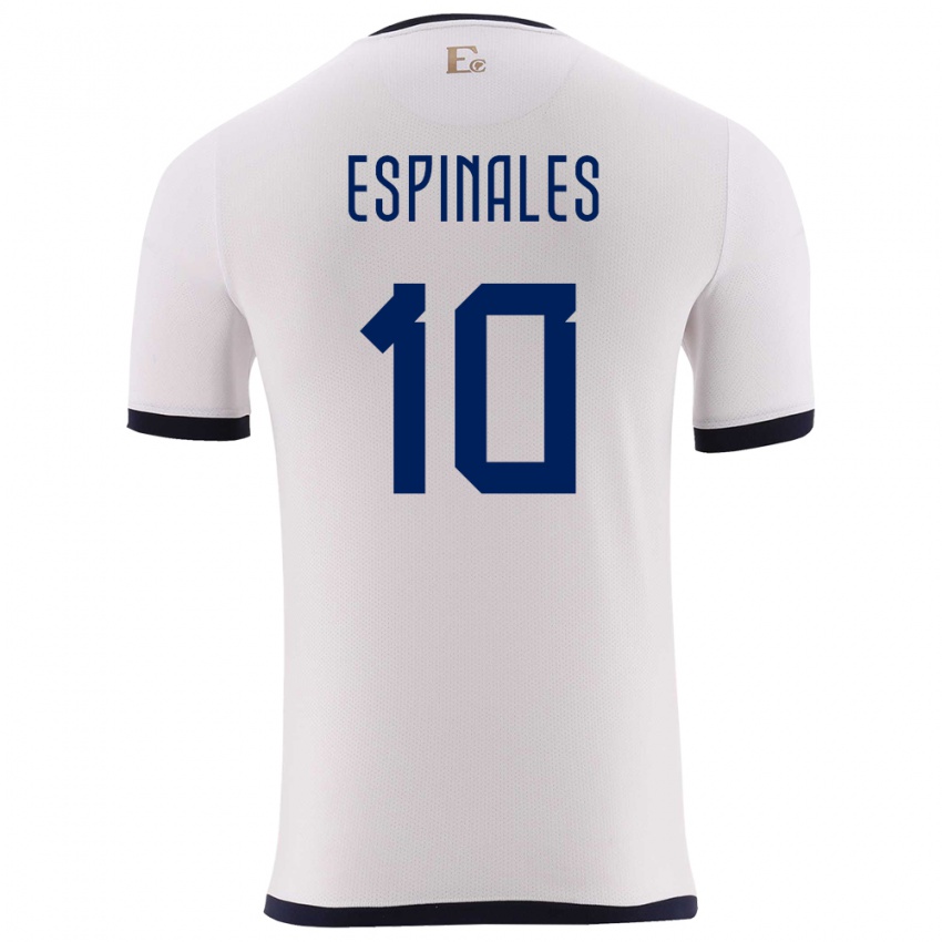 Enfant Maillot Équateur Joselyn Espinales #10 Blanc Tenues Extérieur 24-26 T-Shirt Belgique