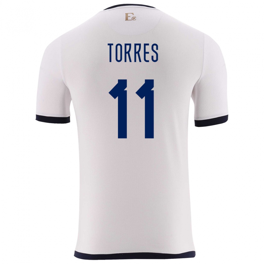 Enfant Maillot Équateur Ambar Torres #11 Blanc Tenues Extérieur 24-26 T-Shirt Belgique