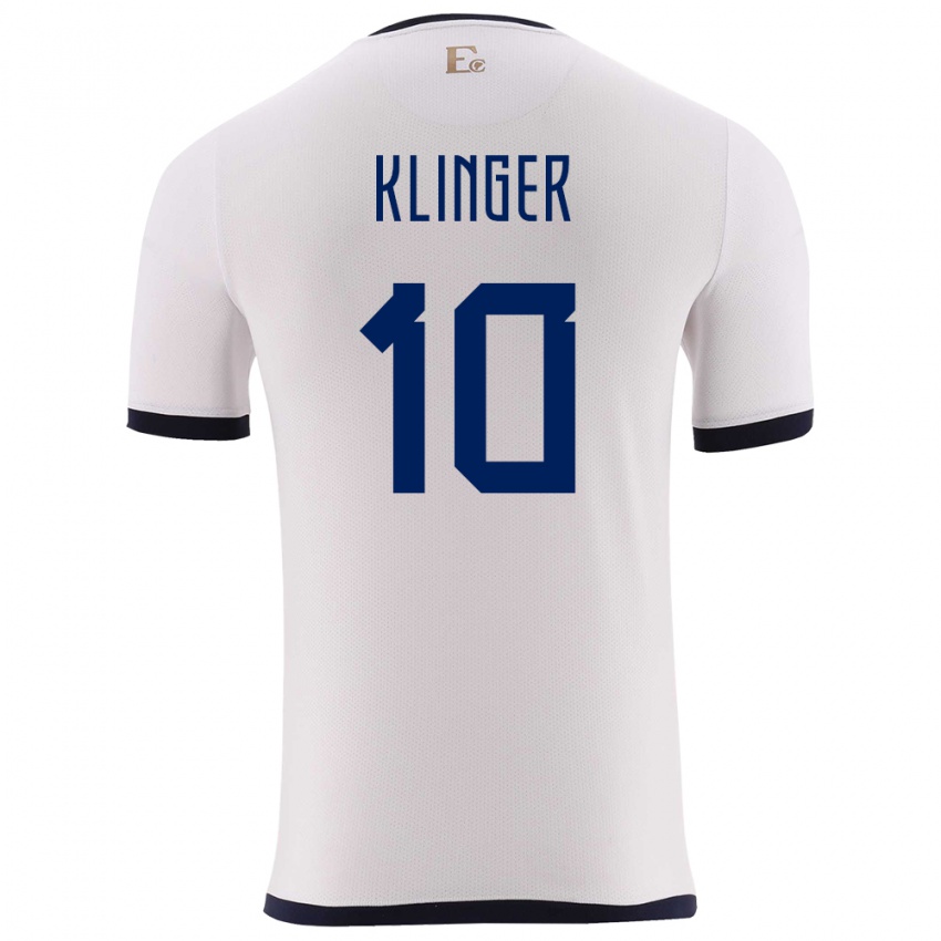 Enfant Maillot Équateur Jose Klinger #10 Blanc Tenues Extérieur 24-26 T-Shirt Belgique