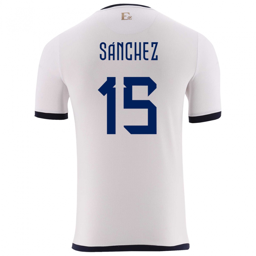 Enfant Maillot Équateur Juan Sanchez #15 Blanc Tenues Extérieur 24-26 T-Shirt Belgique