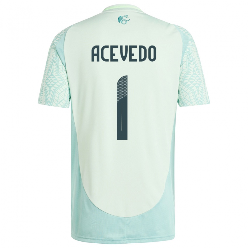 Kinder Mexiko Carlos Acevedo #1 Leinengrün Auswärtstrikot Trikot 24-26 T-Shirt Belgien