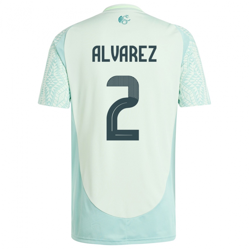 Kinder Mexiko Kevin Alvarez #2 Leinengrün Auswärtstrikot Trikot 24-26 T-Shirt Belgien