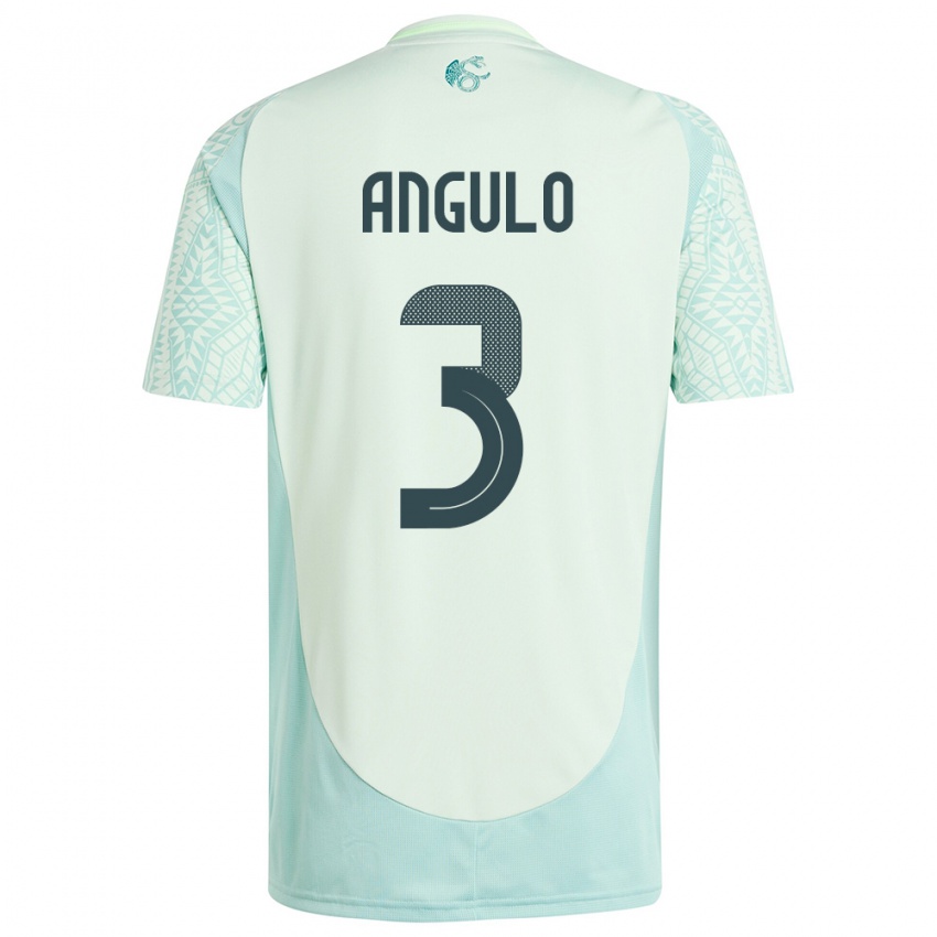 Kinder Mexiko Jesus Angulo #3 Leinengrün Auswärtstrikot Trikot 24-26 T-Shirt Belgien