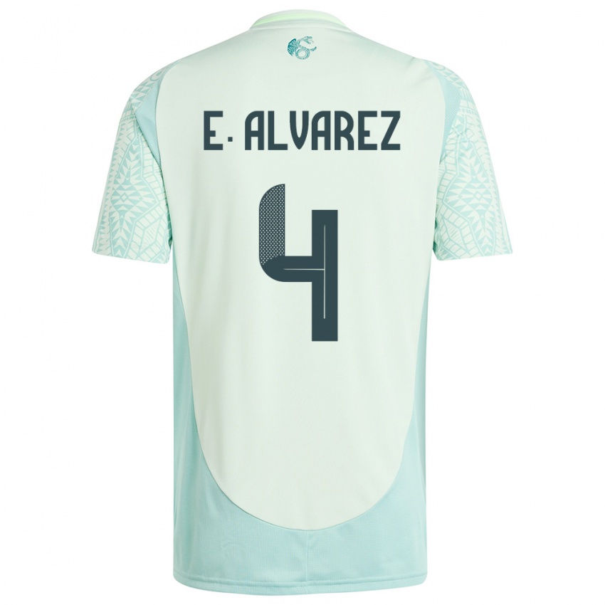 Kinder Mexiko Edson Alvarez #4 Leinengrün Auswärtstrikot Trikot 24-26 T-Shirt Belgien