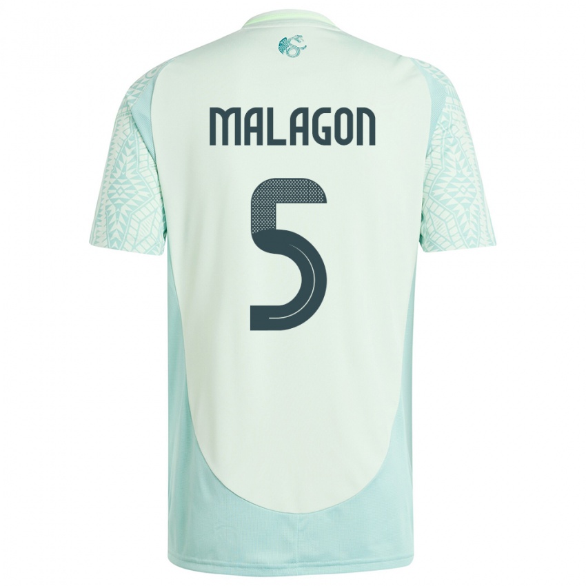 Kinder Mexiko Luis Malagon #5 Leinengrün Auswärtstrikot Trikot 24-26 T-Shirt Belgien