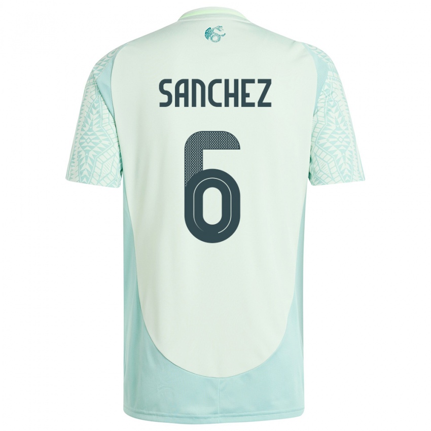 Kinder Mexiko Erick Sanchez #6 Leinengrün Auswärtstrikot Trikot 24-26 T-Shirt Belgien