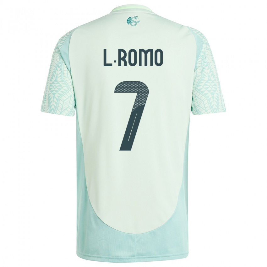 Kinder Mexiko Luis Romo #7 Leinengrün Auswärtstrikot Trikot 24-26 T-Shirt Belgien