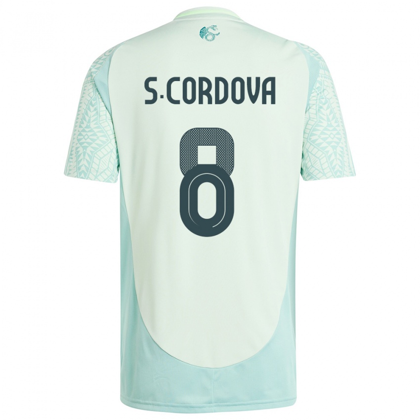 Kinder Mexiko Sebastian Cordova #8 Leinengrün Auswärtstrikot Trikot 24-26 T-Shirt Belgien