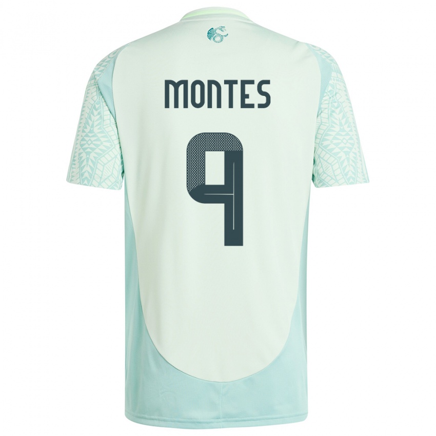 Kinder Mexiko Cesar Montes #9 Leinengrün Auswärtstrikot Trikot 24-26 T-Shirt Belgien