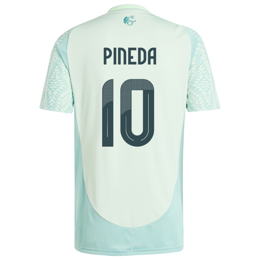 Kinder Mexiko Orbelin Pineda #10 Leinengrün Auswärtstrikot Trikot 24-26 T-Shirt Belgien