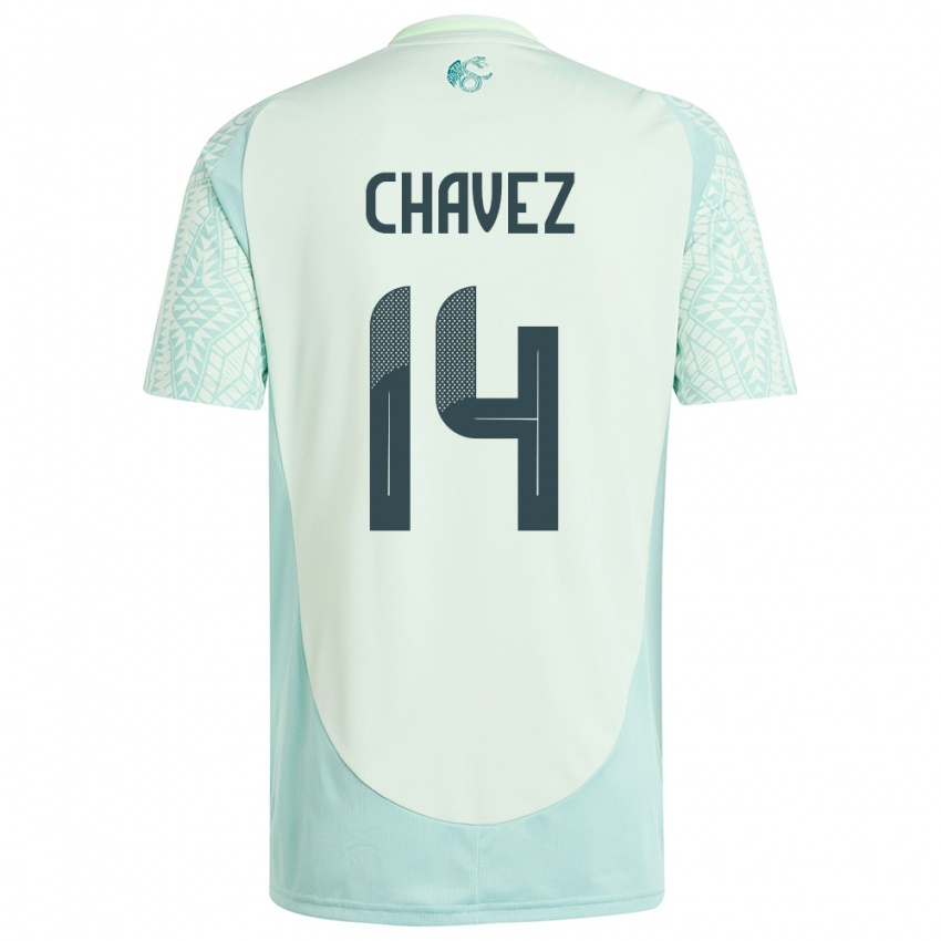 Kinder Mexiko Luis Chavez #14 Leinengrün Auswärtstrikot Trikot 24-26 T-Shirt Belgien