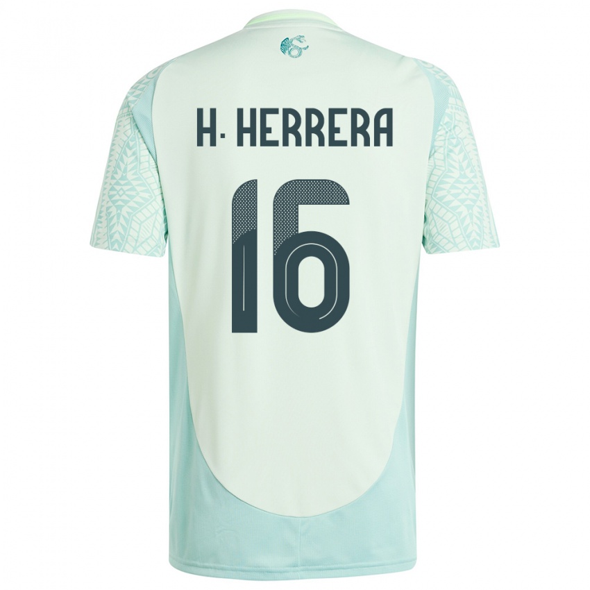 Kinder Mexiko Hector Herrera #16 Leinengrün Auswärtstrikot Trikot 24-26 T-Shirt Belgien