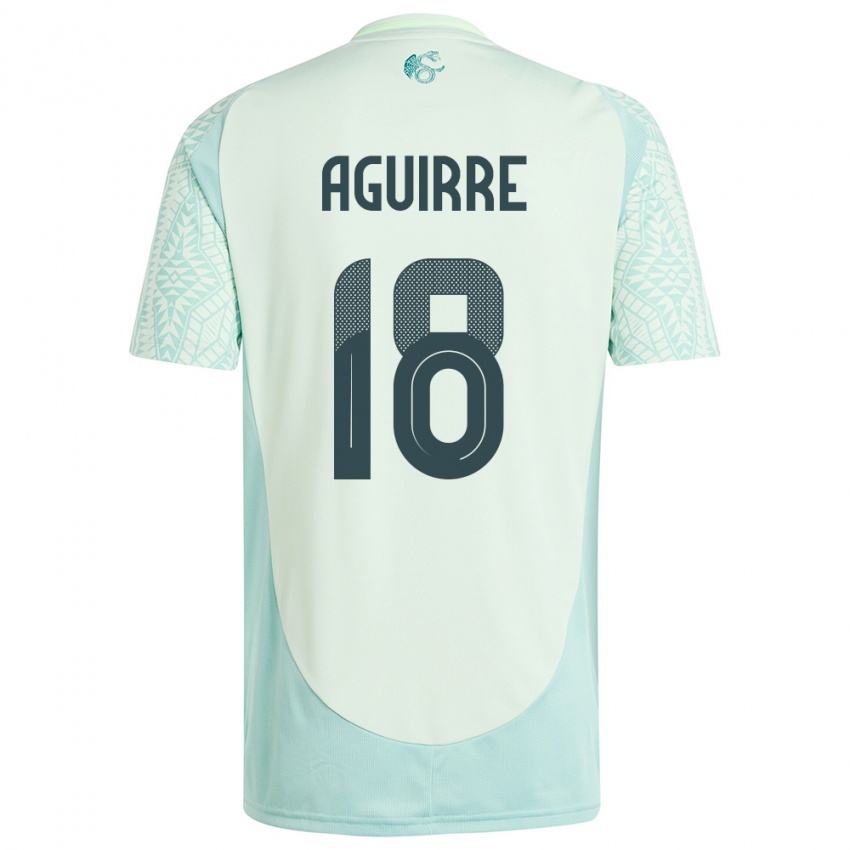 Kinder Mexiko Eduardo Aguirre #18 Leinengrün Auswärtstrikot Trikot 24-26 T-Shirt Belgien