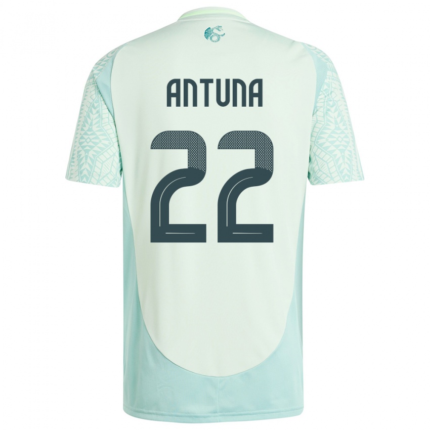 Kinder Mexiko Uriel Antuna #22 Leinengrün Auswärtstrikot Trikot 24-26 T-Shirt Belgien