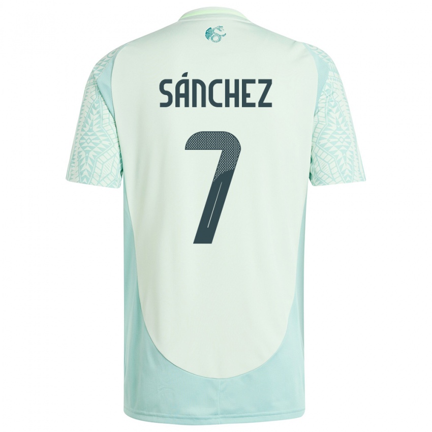 Kinder Mexiko Maria Sanchez #7 Leinengrün Auswärtstrikot Trikot 24-26 T-Shirt Belgien
