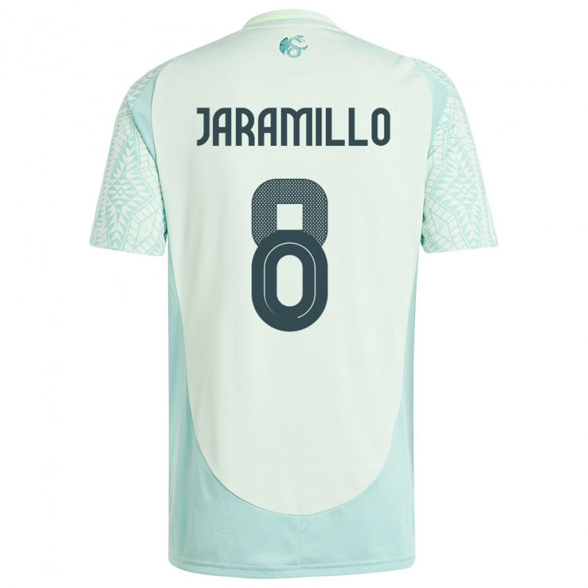 Kinder Mexiko Carolina Jaramillo #8 Leinengrün Auswärtstrikot Trikot 24-26 T-Shirt Belgien