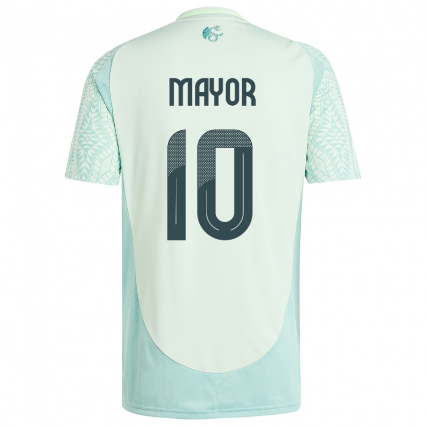 Kinder Mexiko Stephany Mayor #10 Leinengrün Auswärtstrikot Trikot 24-26 T-Shirt Belgien