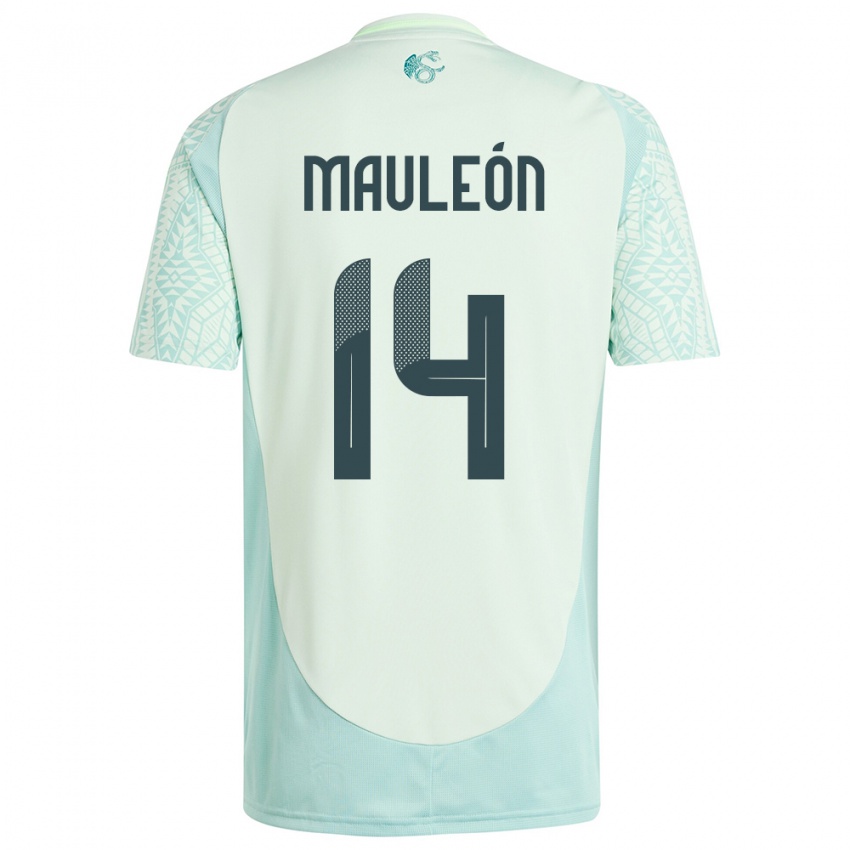 Kinder Mexiko Natalia Mauleon #14 Leinengrün Auswärtstrikot Trikot 24-26 T-Shirt Belgien