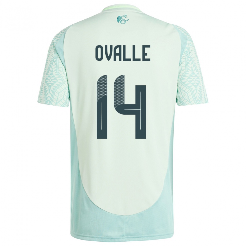 Kinder Mexiko Jacqueline Ovalle #14 Leinengrün Auswärtstrikot Trikot 24-26 T-Shirt Belgien