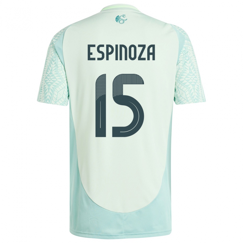 Kinder Mexiko Greta Espinoza #15 Leinengrün Auswärtstrikot Trikot 24-26 T-Shirt Belgien