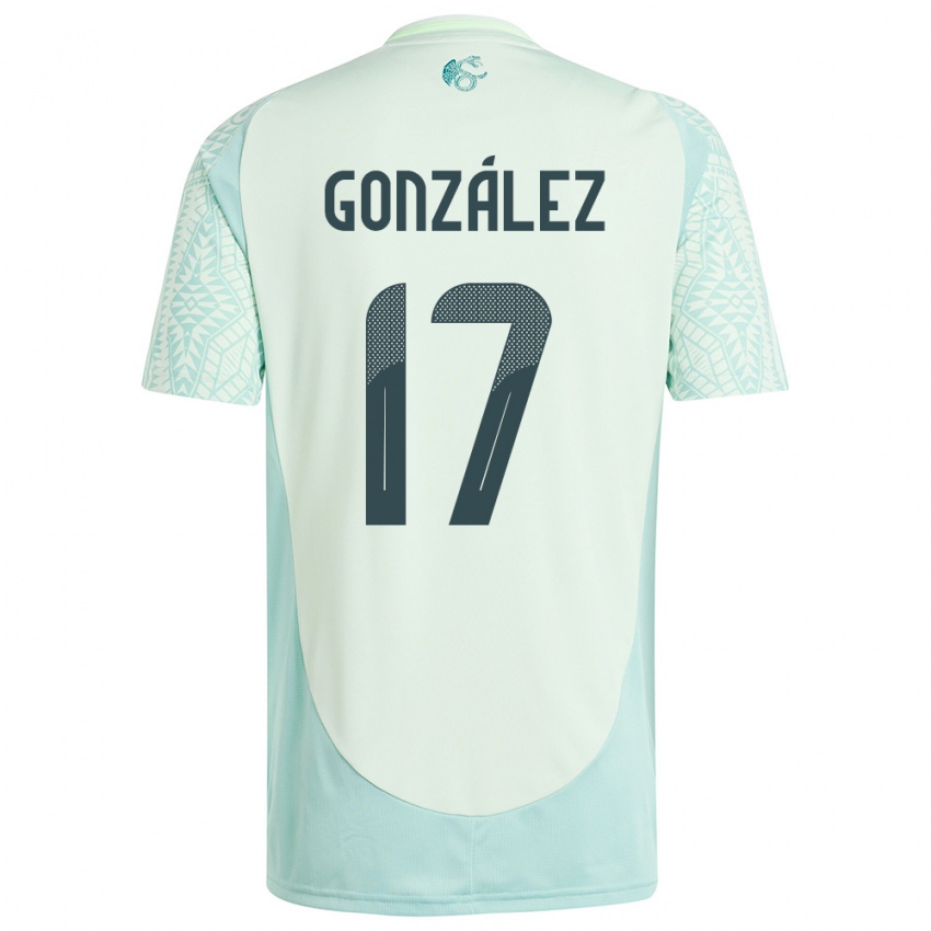 Kinder Mexiko Alison Gonzalez #17 Leinengrün Auswärtstrikot Trikot 24-26 T-Shirt Belgien